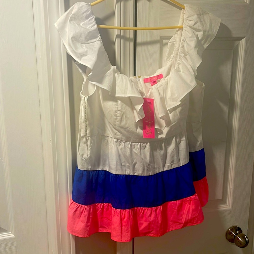 Lilly Pulitzer Emie ruffle Top size 14